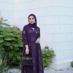Purple abaya with flowers - Purple Cooper Roses